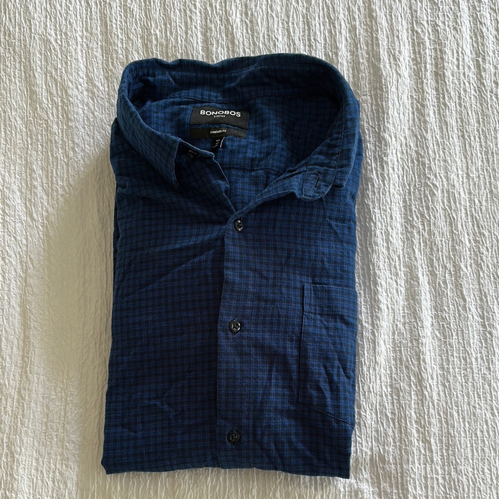 Bonobos Men's Stretch Blue Flannel Shirt